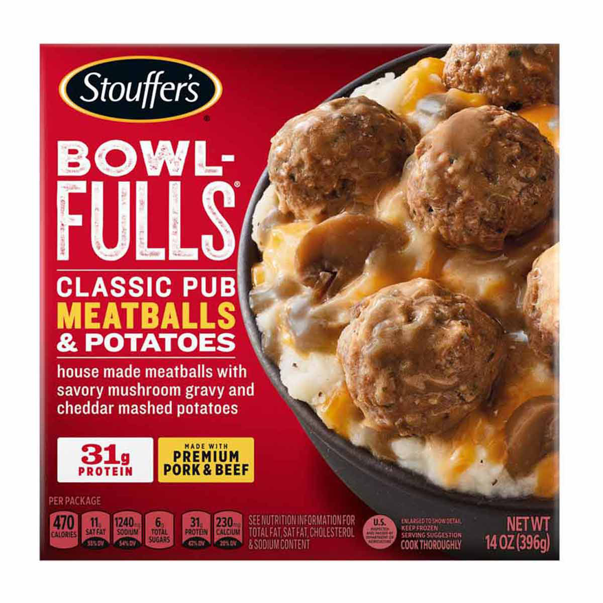Stouffer's BowlFulls Classic Pub Meatballs & Mashed Potatoes Frozen