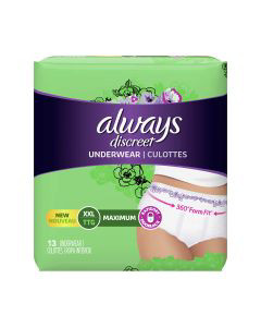  Always Discreet Adult Incontinence & Postpartum Incontinence  Underwear for Women, X-Large, Maximum Protection, Disposable 26 Count x 2  Packs (52 Count total) : Health & Household