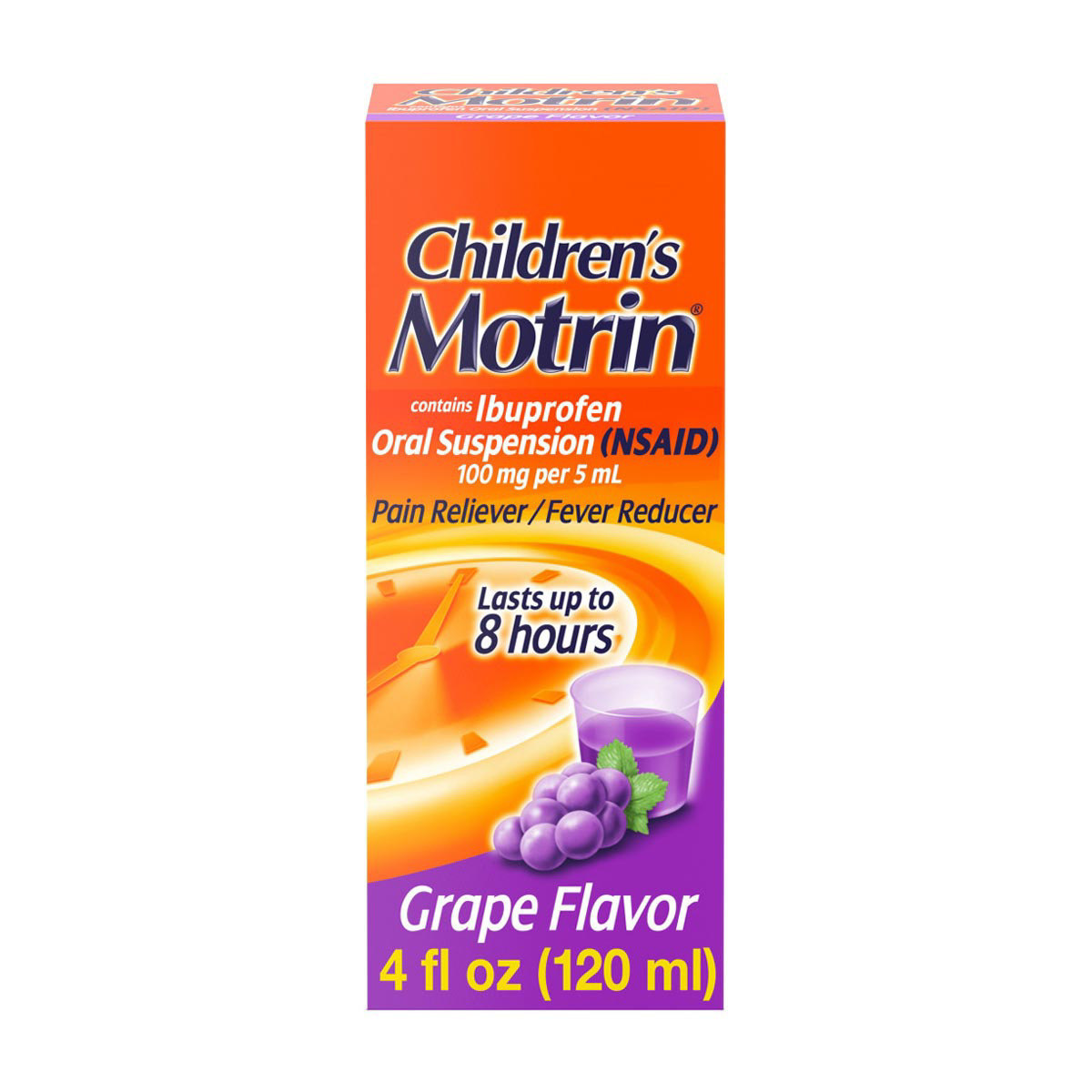 Motrin Children's Grape Flavored Pain Reliever, 100 Mg Ibuprofen Oral Suspension, 4 Fl Oz