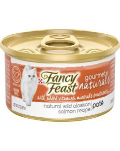 Purina Fancy Feast Grain Free Natural Pate Wet Cat Food Gourmet Naturals Wild Alaskan Salmon Recipe 3 oz Can