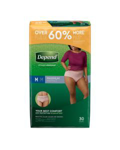 Depend Fit-Flex Incontinence Underwear For Women, Maximum Absorbency, M,  Blush, 30 Ct
