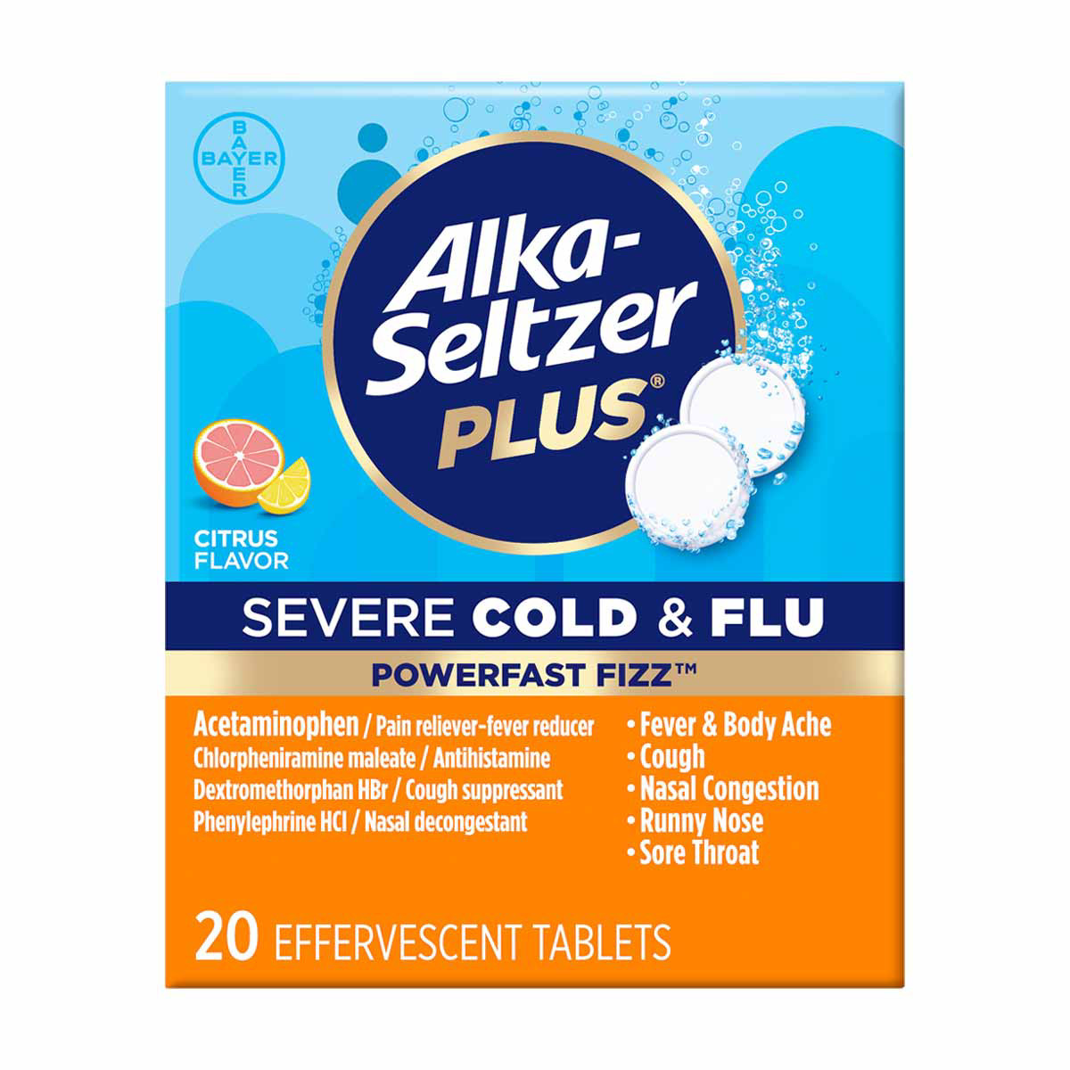 Alka-Seltzer Plus Severe Cold & Flu Powerfast Fizz Citrus Effervescent Tablets