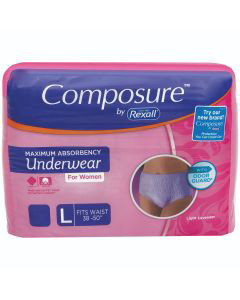 Rexall Composure Underwear For Women- Large, 16 Ct