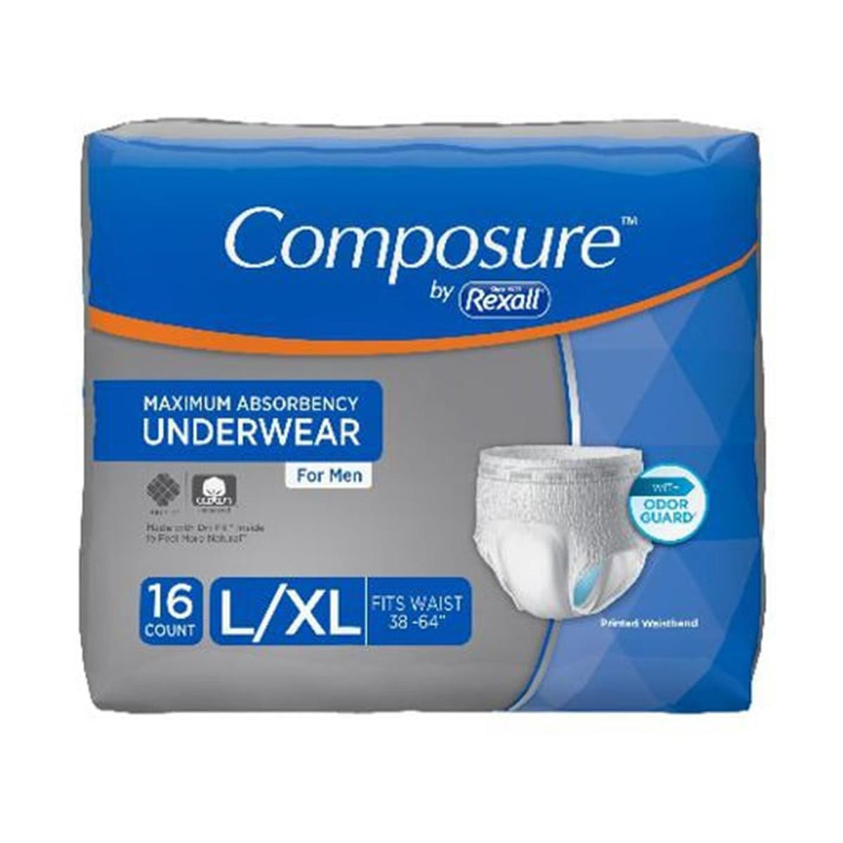 Rexall Composure Men s Underwear L Xl 16 Ct