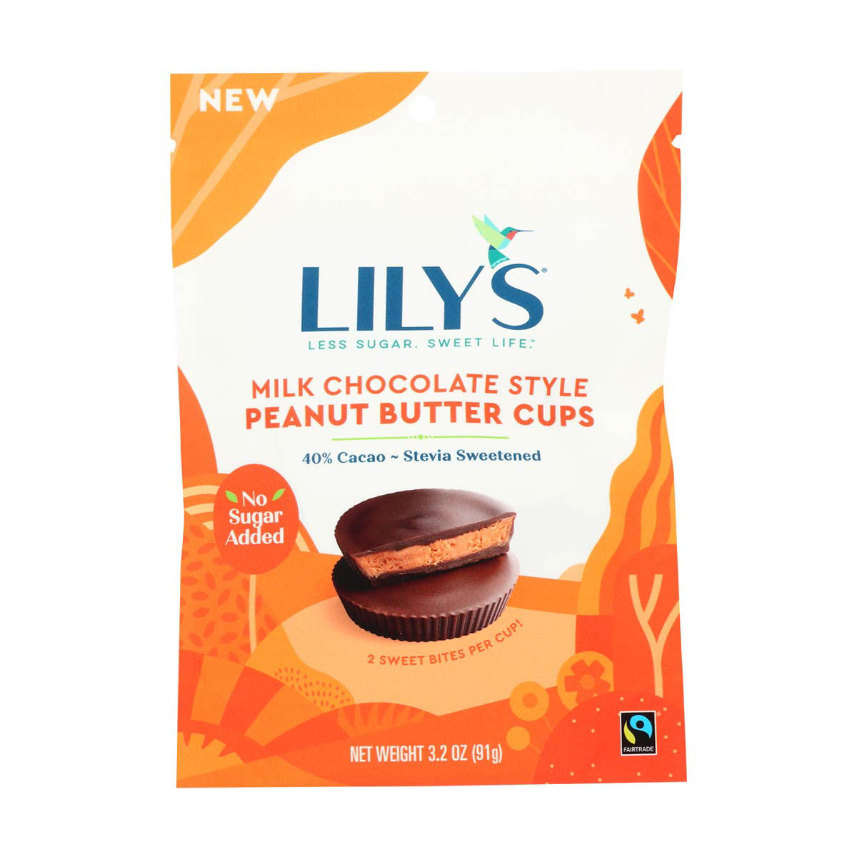 LILY'S Milk Chocolate Style Peanut Butter Cups, 1.25 oz, 2 pack