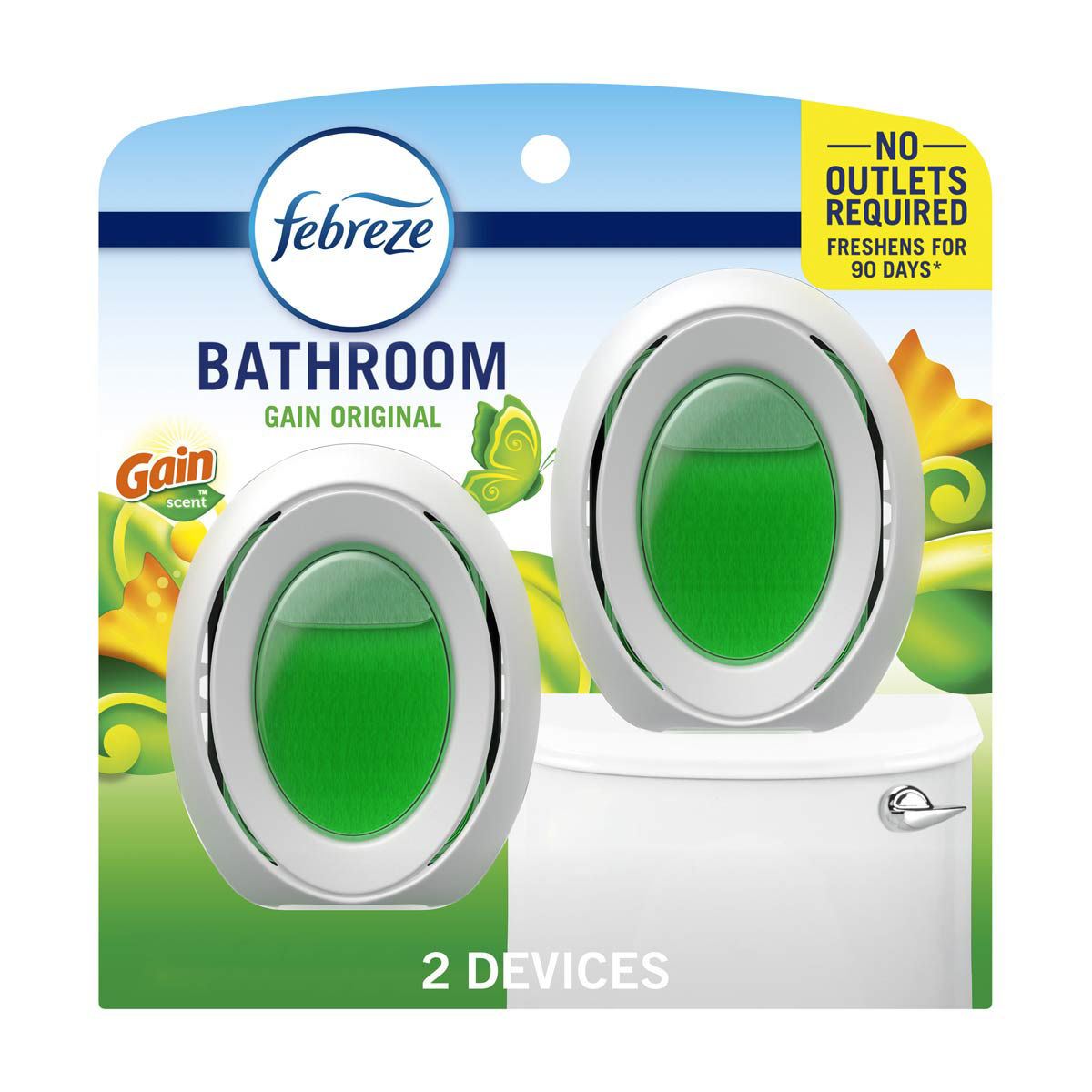 Febreze Odor-Eliminating Small Spaces Air Freshener, Gain Original Scent, 2 Count
