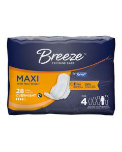 Always Thick Over Night Maxi Pads Size 4 With Wings 28 Count