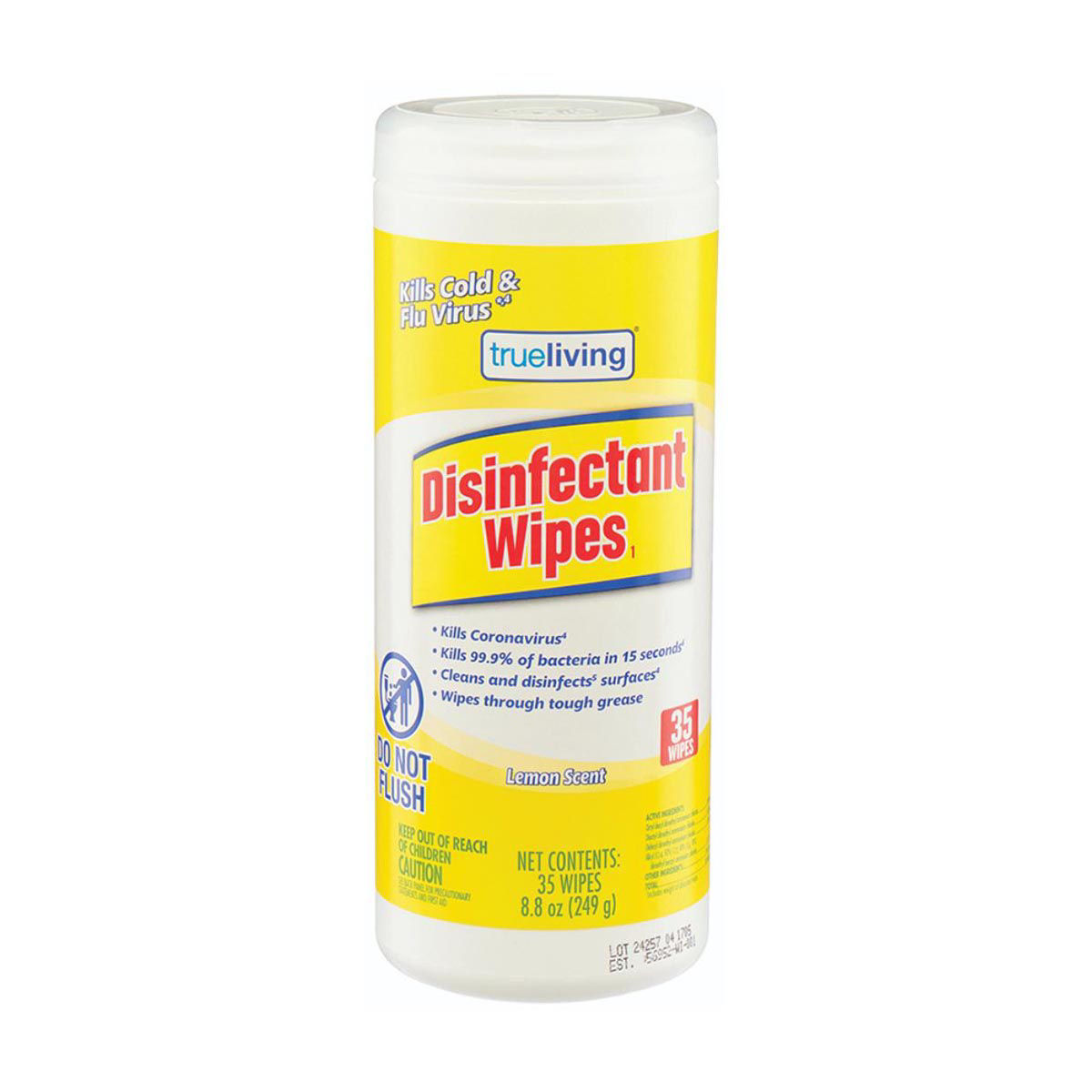 True Living Disinfectant Wipes, Lemon Scent, 35 ct True Living Disinfectant Wipes, Lemon Scent, 35 ct