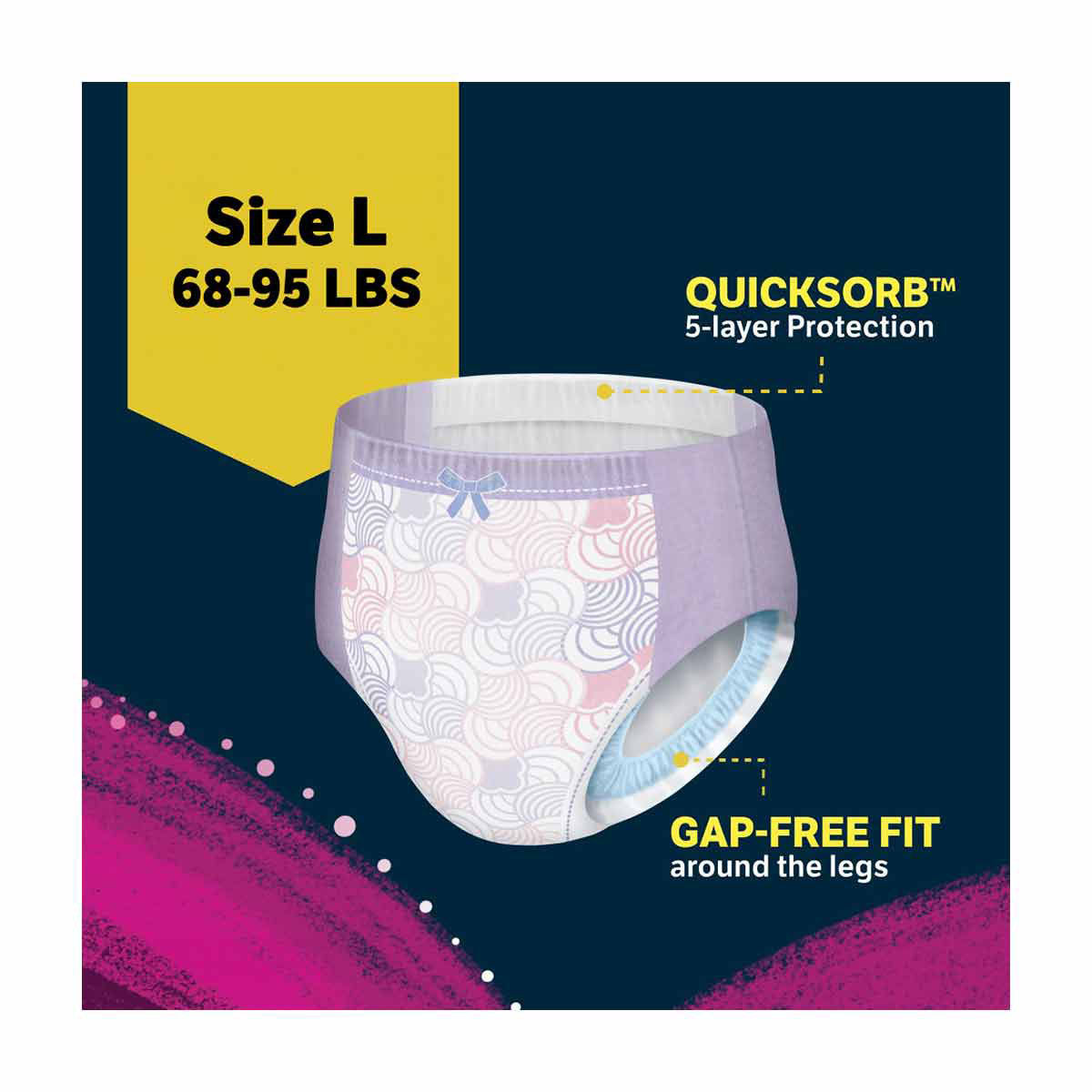 Goodnites Girls' Nighttime Bedwetting Underwear, L (68-95 lb Goodnites Girls' Nighttime Bedwetting Underwear, L (68-95 lb