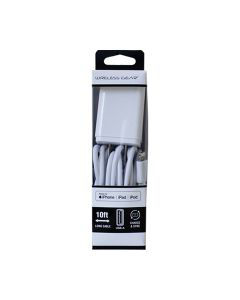 Wireless Gear AC Charger with Lightning Cable White 10 ft