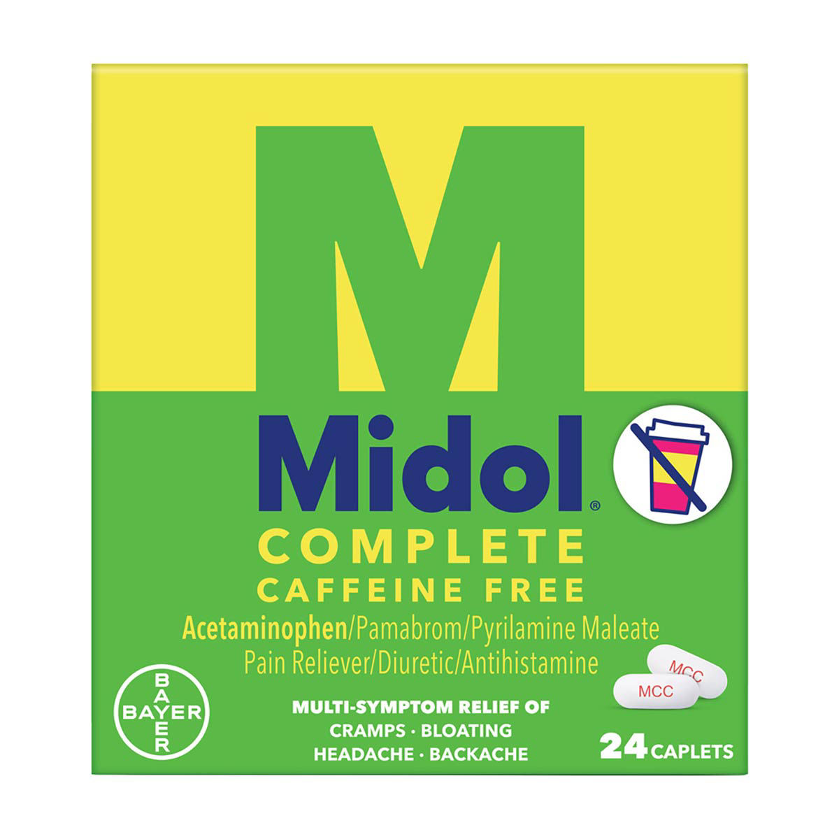Midol complete caffeine free menstrual pain relief caplets with