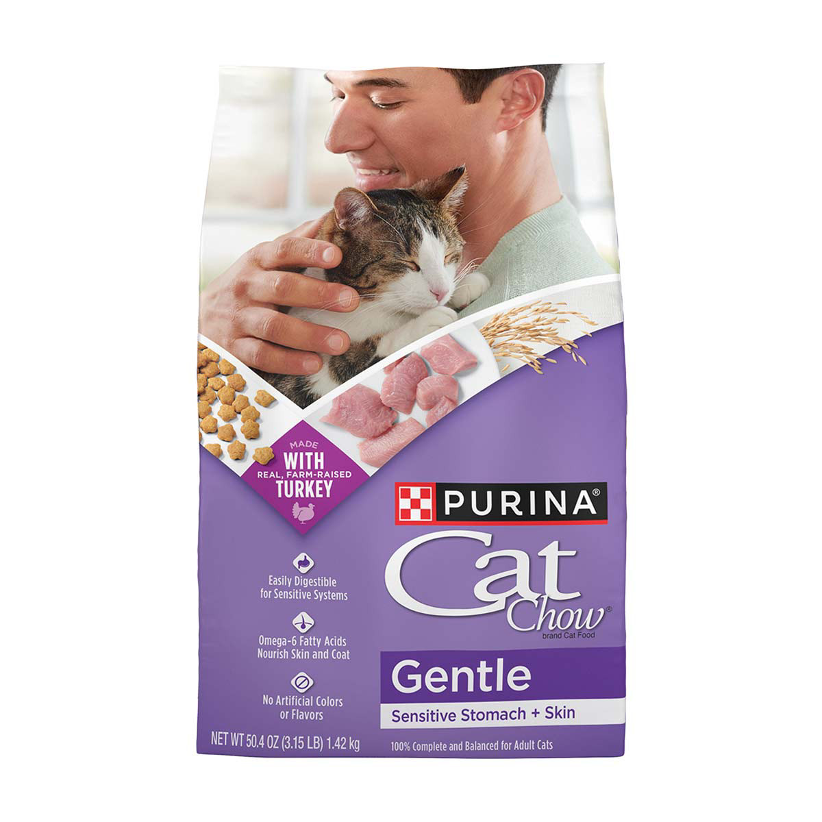 Purina Cat Chow Gentle Sensitive Stomach Skin With Real Turkey Dry Cat Food 3.15 lbs