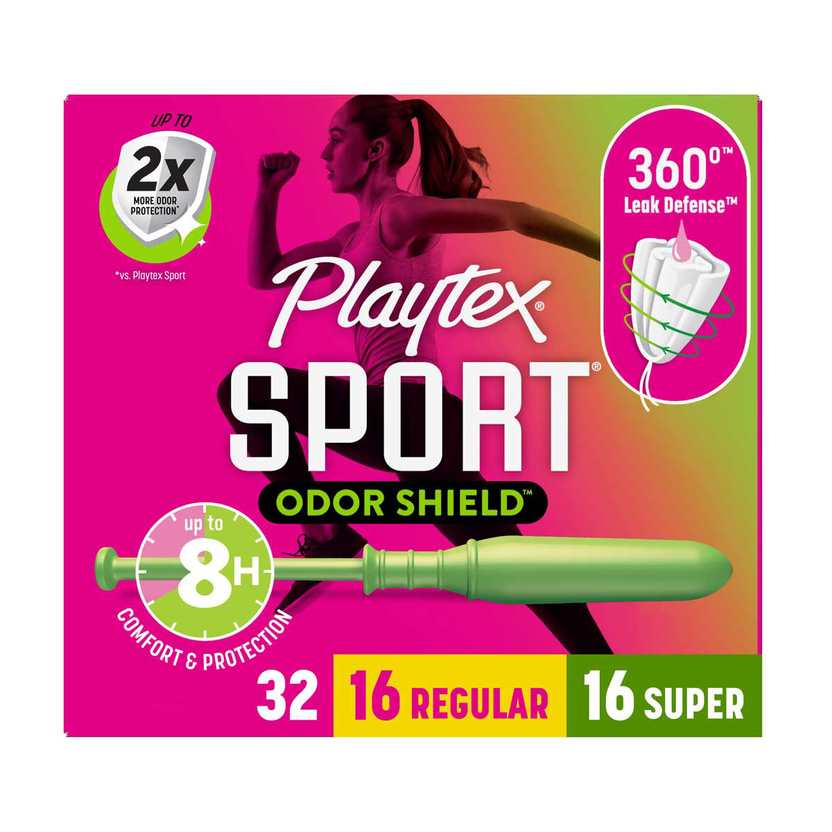 Playtex Sport Odor Shield Tampons Regular & Super, 32 Ct Dollar