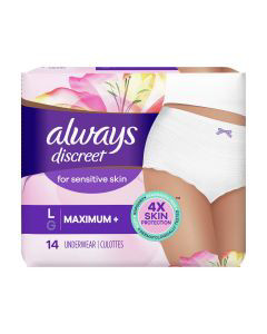 Always Discreet, Incontinence & Postpartum Underwear For Women, Maximum  Protection, Large, 76 Total Count (2 Packs of 38 Count) : : Health  & Personal Care