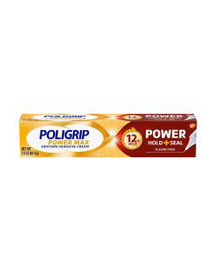 Poligrip Power Max Power Hold + Seal Denture Cream - Flavor Free 