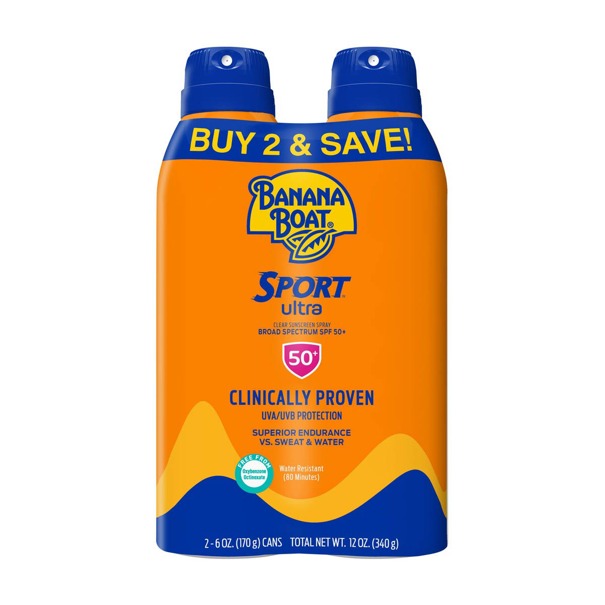 Banana Boat Sport Ultra SPF 50+ Sunscreen Spray, 6 oz, 2 pk