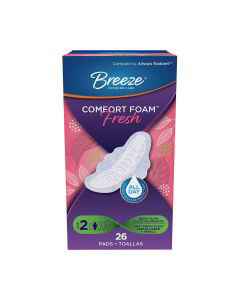 Breeze Fresh Comfort Foam Feminine Pads Size 2 26 ct