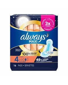 Always Maxi Overnight Pads With Wings - Size 4, 16 Ct