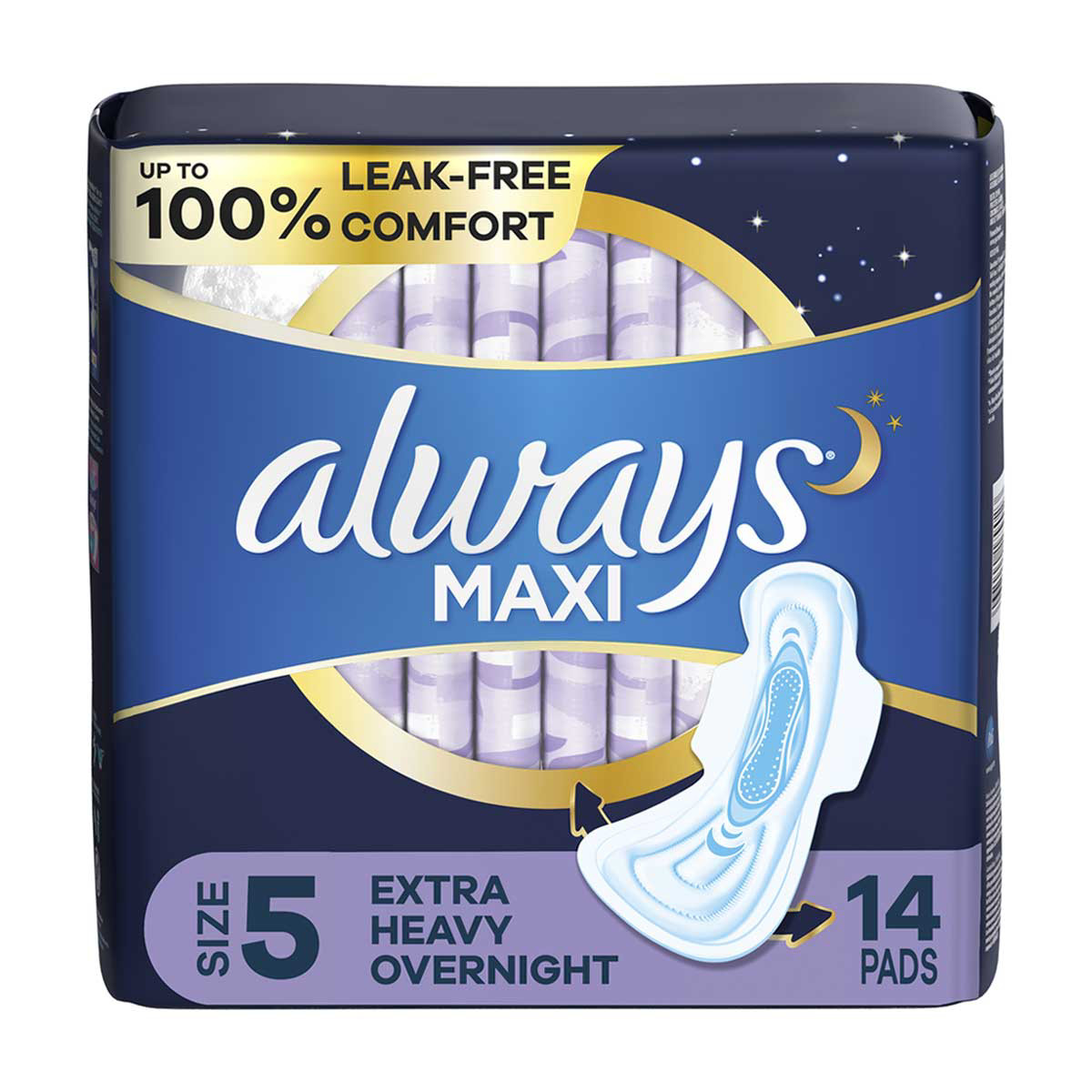 Always Maxi Extra Heavy Overnight Pads With Wings - Size 5