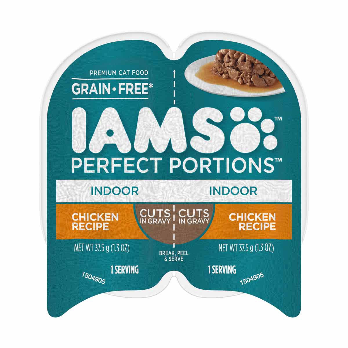 IAMS PERFECT PORTIONS Indoor Adult Grain Free Wet Cat Food Cuts in Gravy Chicken Recipe 2.6 oz