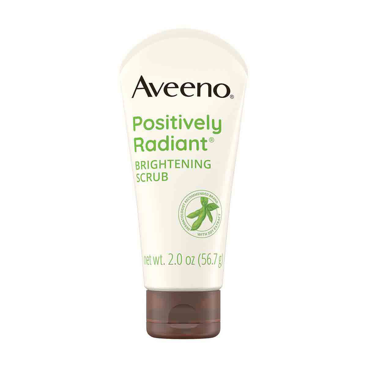 Aveeno Positively Radiant Skin Brightening Exfoliating Daily Facial Scrub, Moisture-Rich Soy Extract, helps improve skin tone & texture, Oil-& Soap-Free, Hypoallergenic, Travel Size, 2 oz
