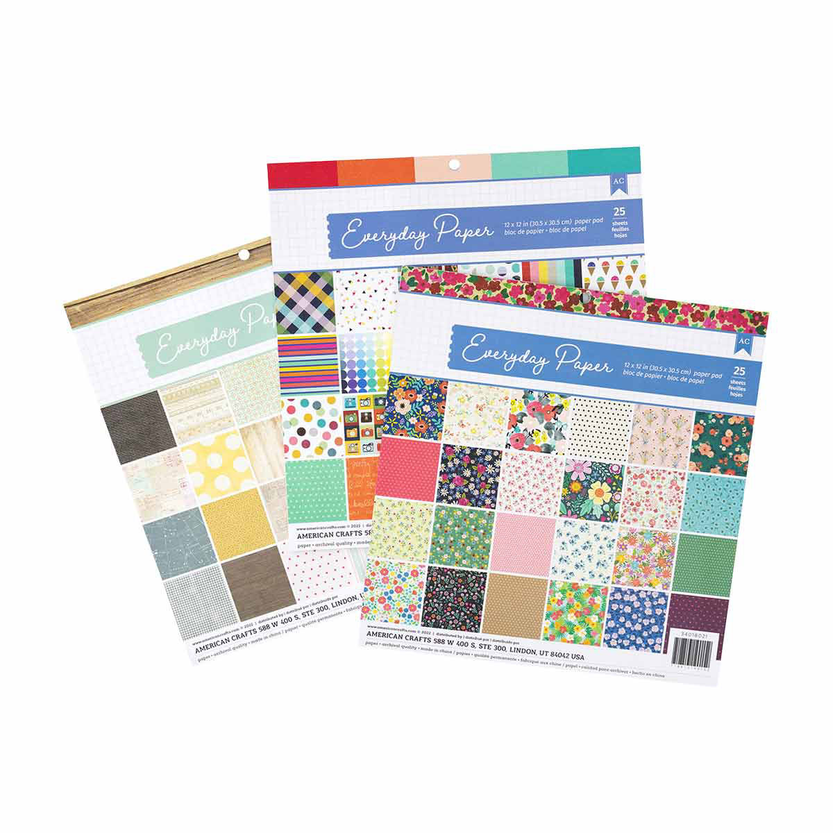 American Crafts Everyday Paper - 12 x 12, 25 ct - Assorted
