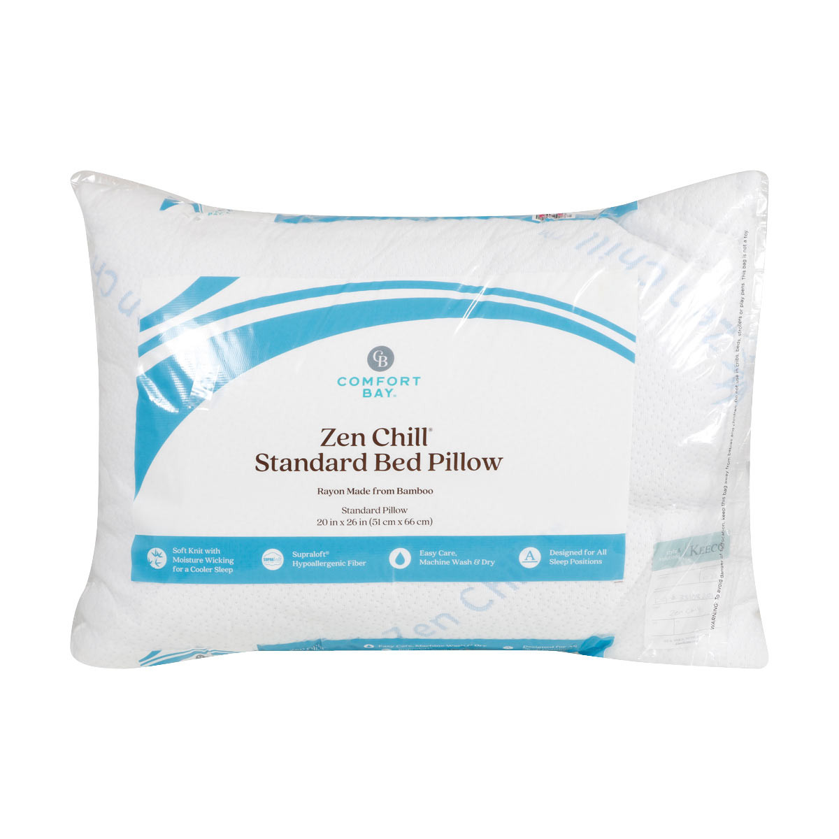 Comfort Bay Zen Chill Standard Bed Pillow 26 x 20 in