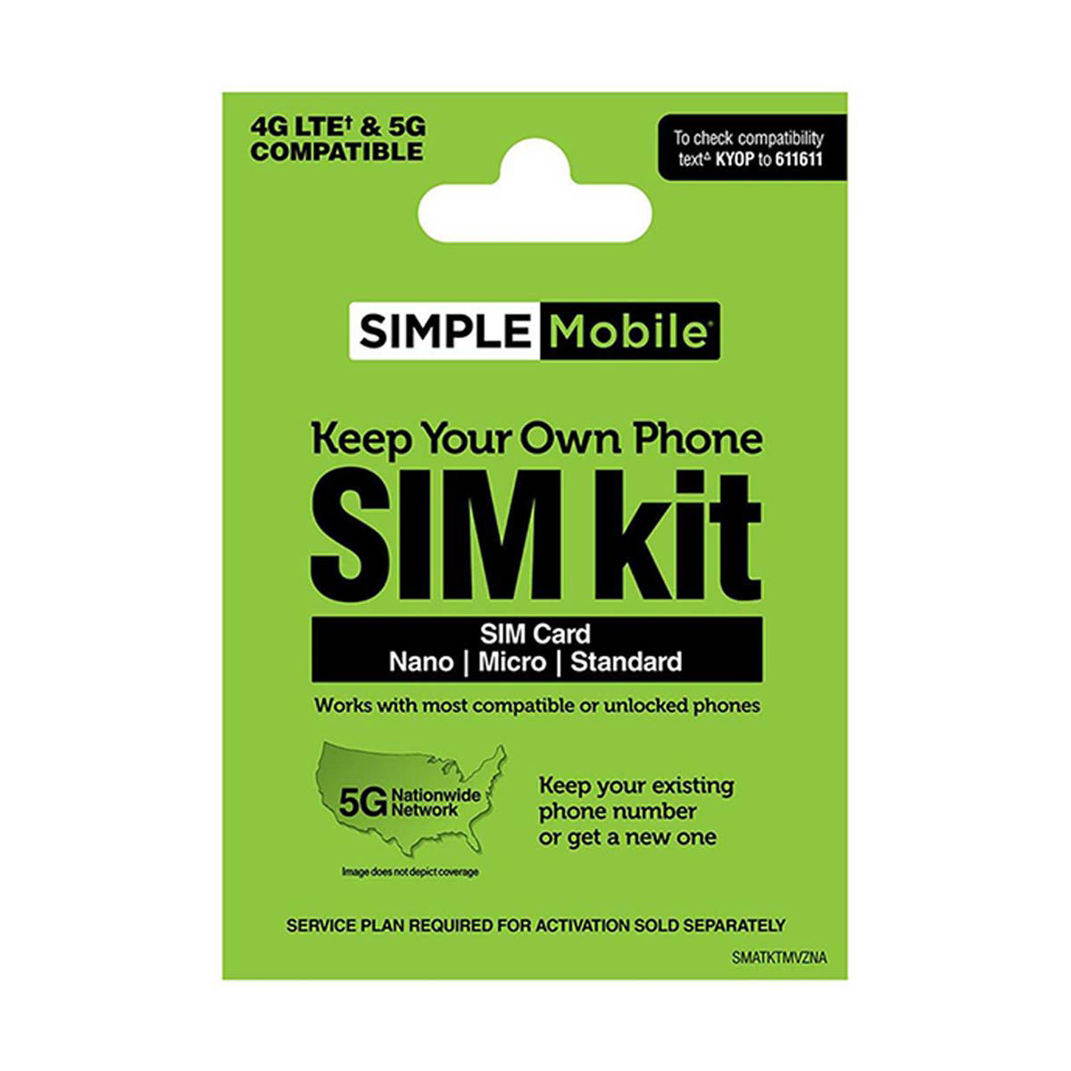Simple Prepaid Mobile Bring Your Own Phone CDMA SIM Kit