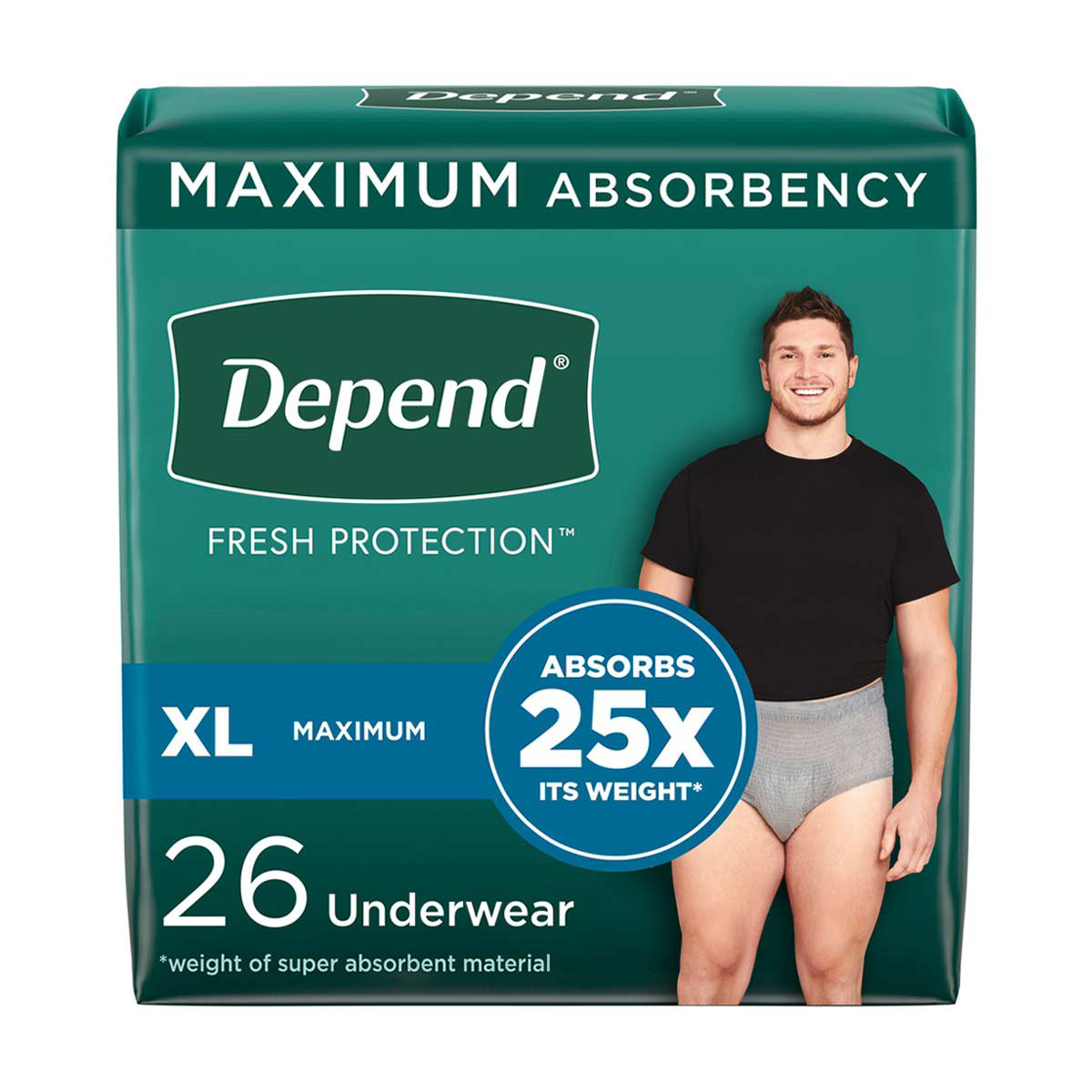 Depend Fit-Flex Adult Incontinence Underwear for Men, XL, 26 ct