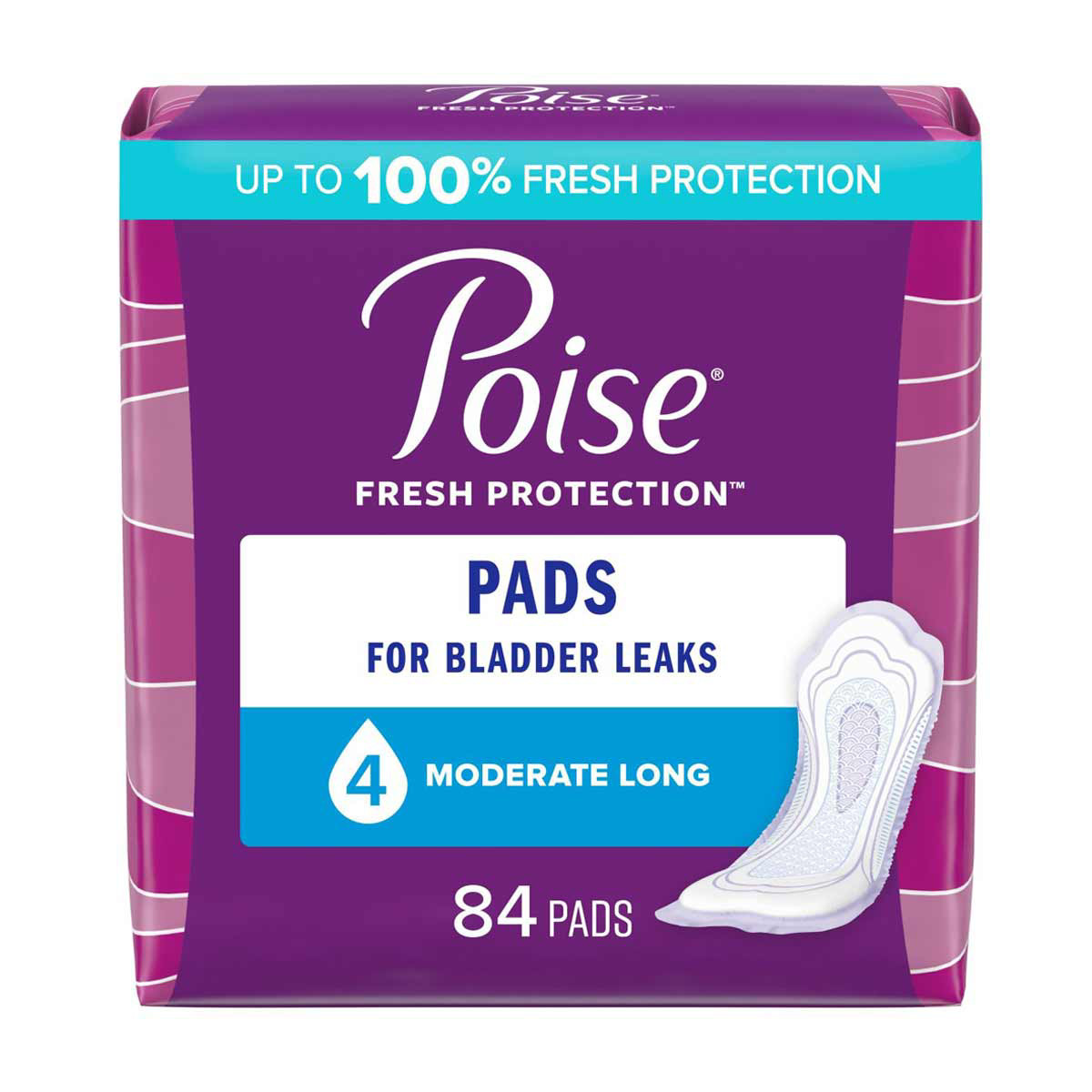 Poise 34102 Moderate Absorbency Pads Long Case/84