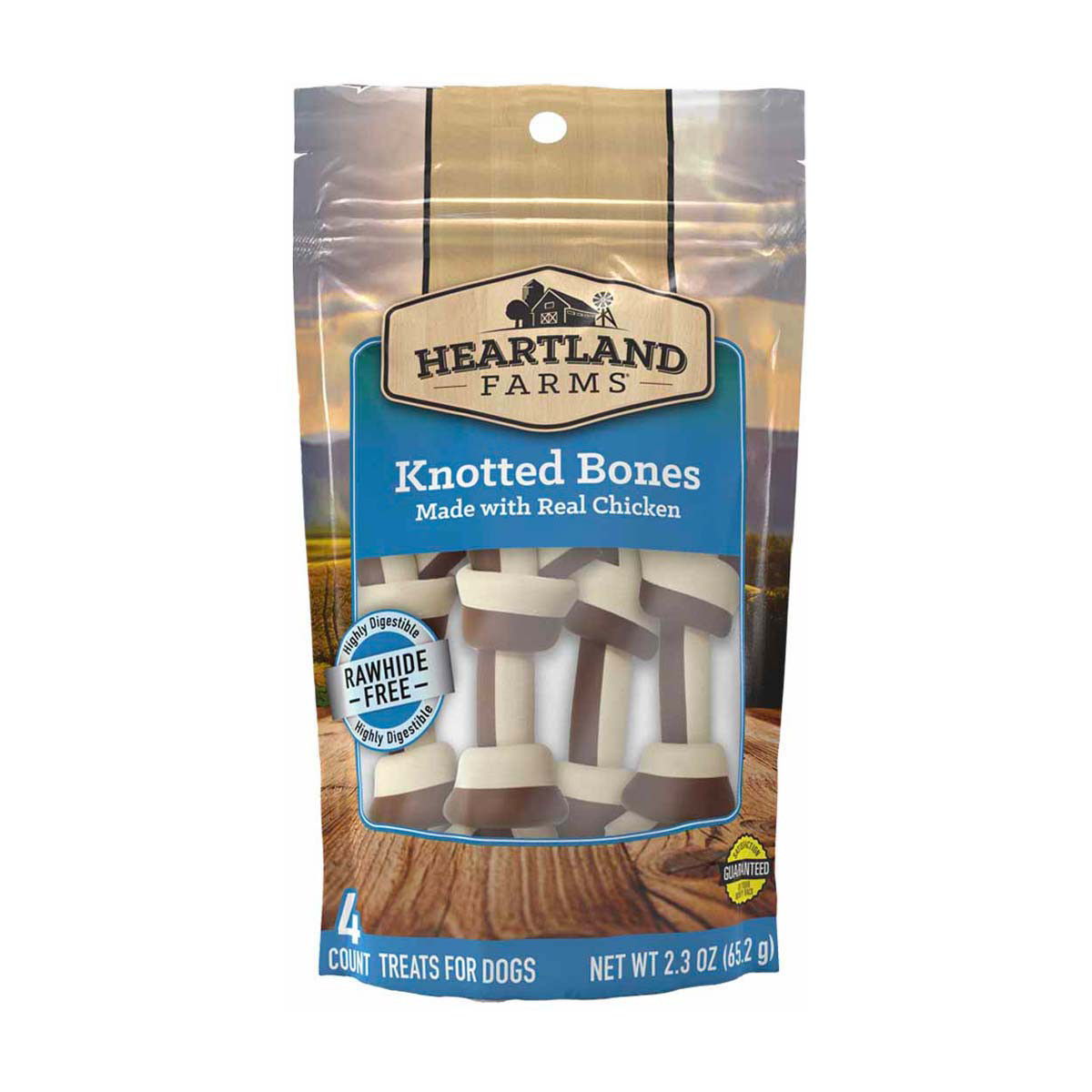 Heartland Farms Rawhide Free Chicken Knotted Bones, 4 ct