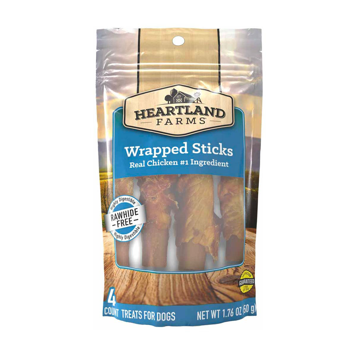 Heartland Farms Rawhide Free Chicken Wrapped Sticks, 4 Ct
