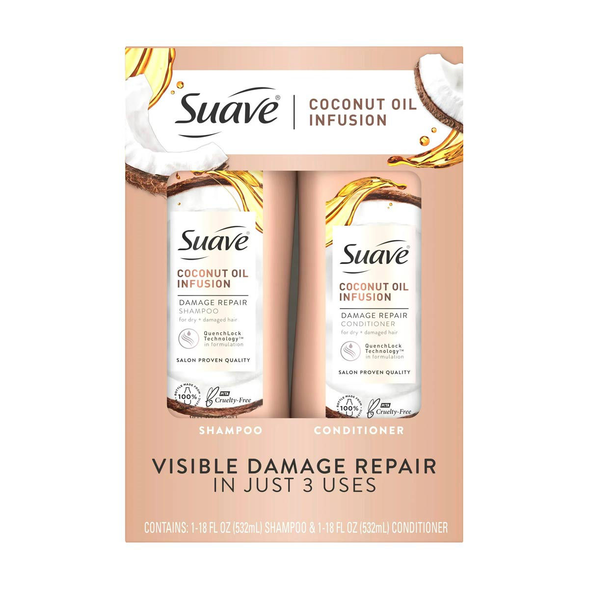Suave Coconut Oil Infusion Damage Repair Shampoo and Conditioner, 2 ct