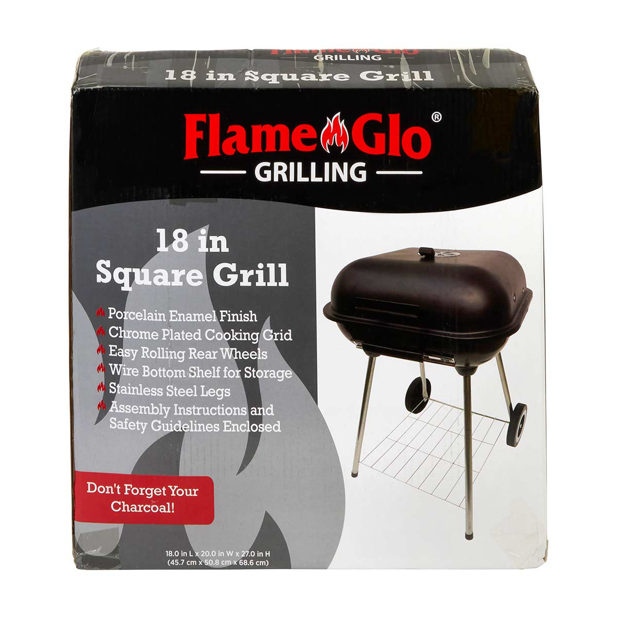 Flame Glo Grilling Square Grill 18 Inches