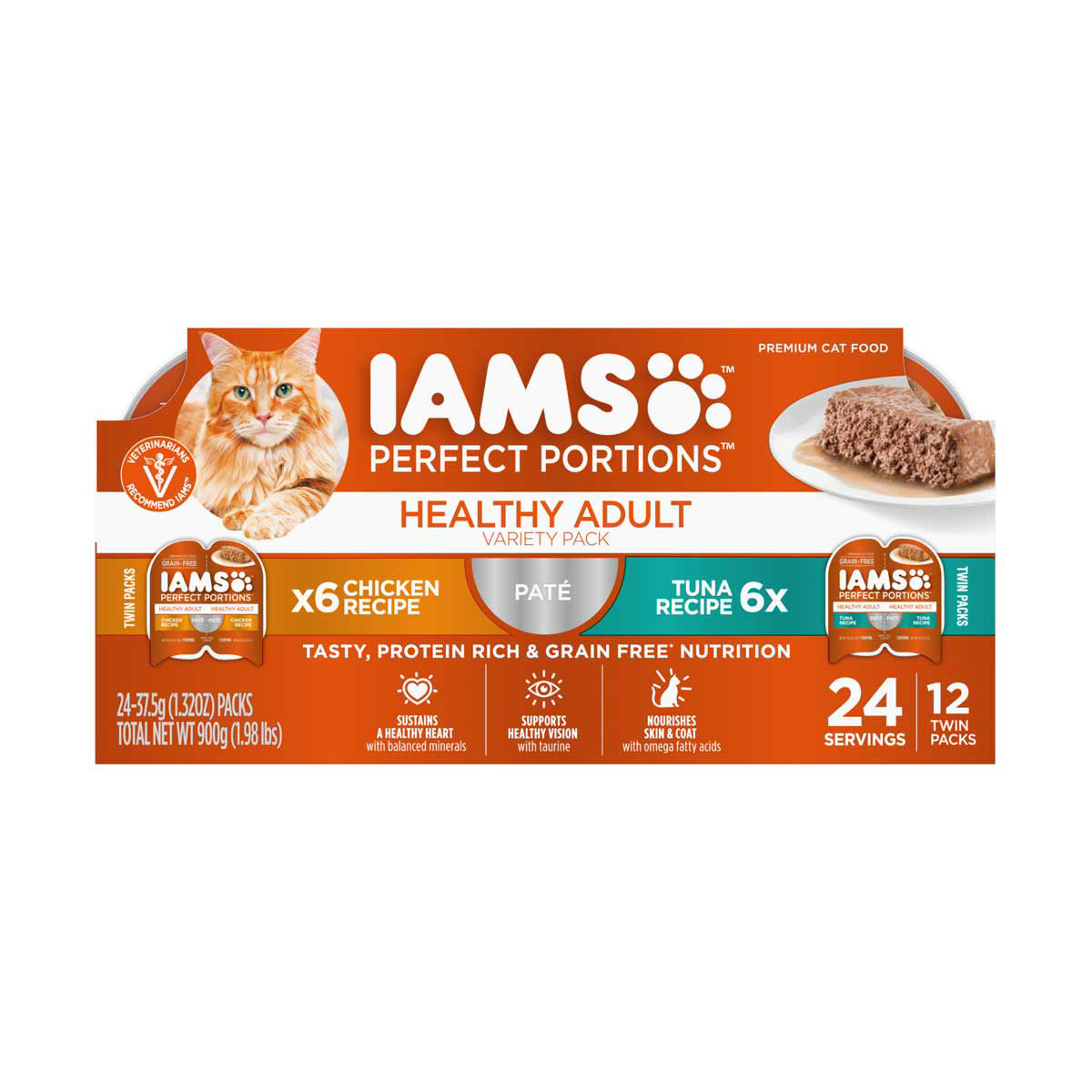 Iams Perfect Portions Healthy Adult Grain Free Wet Cat Food Pate