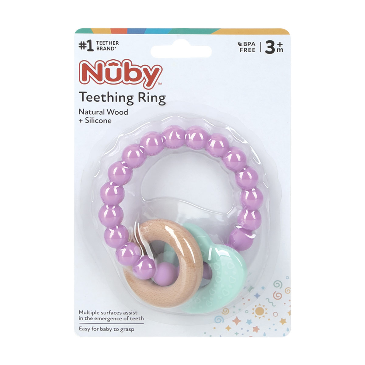 Nuby Natural Wood Silicone Teething Ring