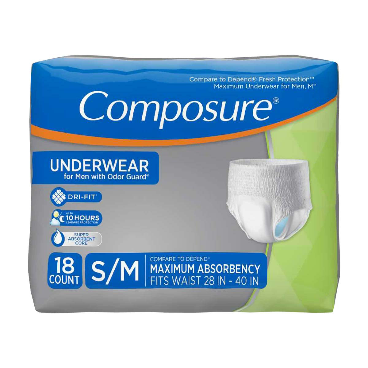 16 Count Assurance Incontinence Underwear For Men's Adult Diaper, Overnight  S/M