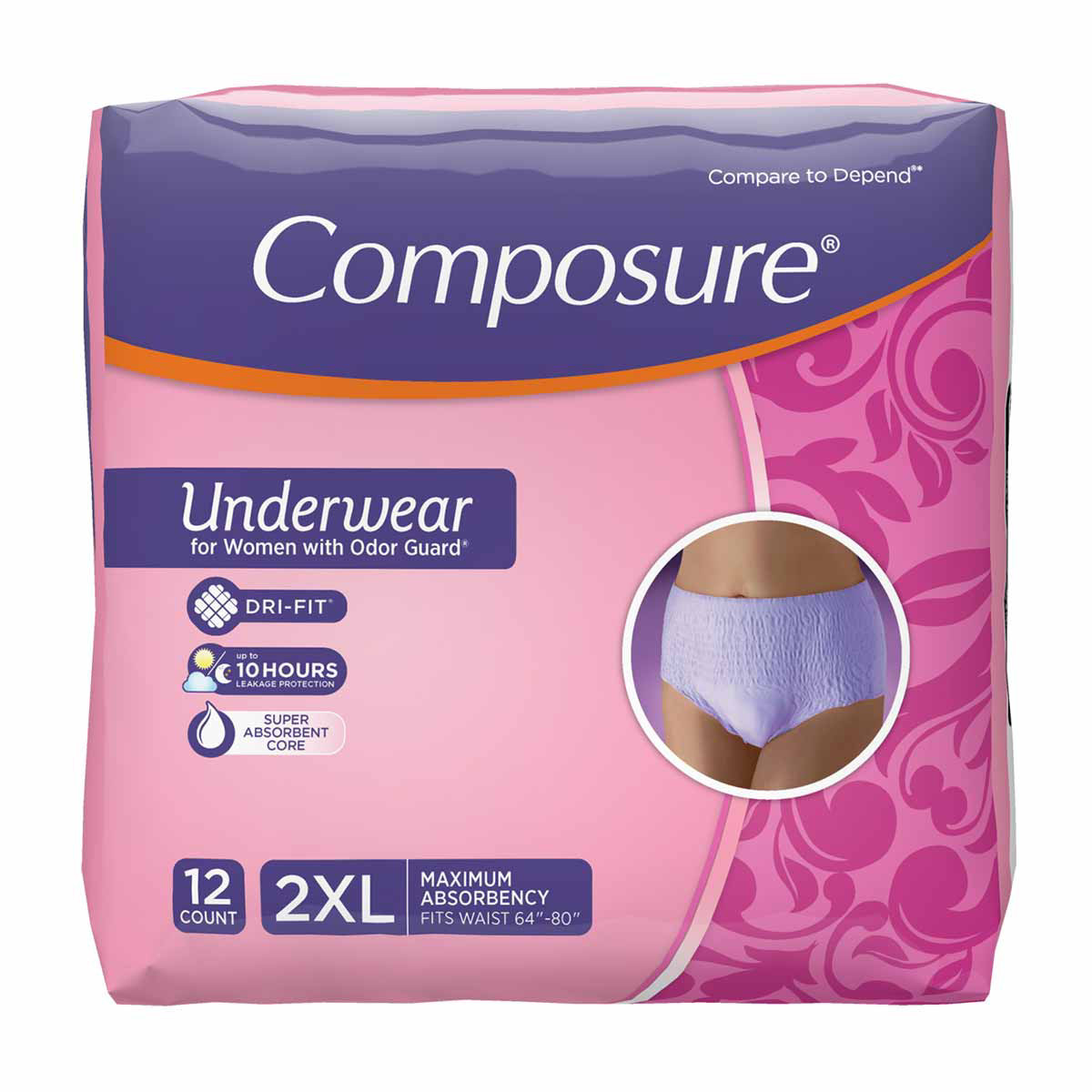 Composure Women's Protective Underwear - 2xl, 12 Ct