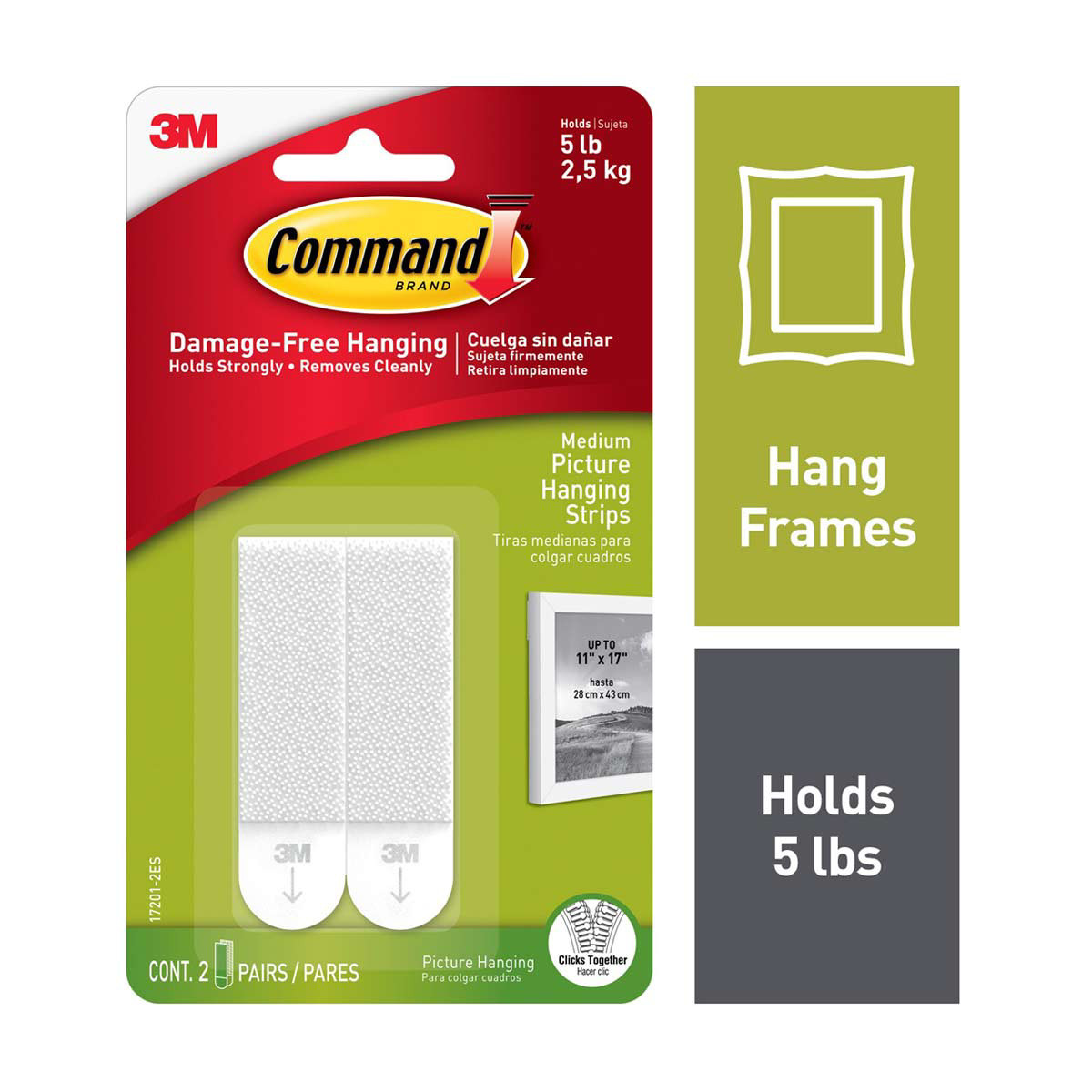 Command 5 lb White Picture Hanging Strips, 2 ct