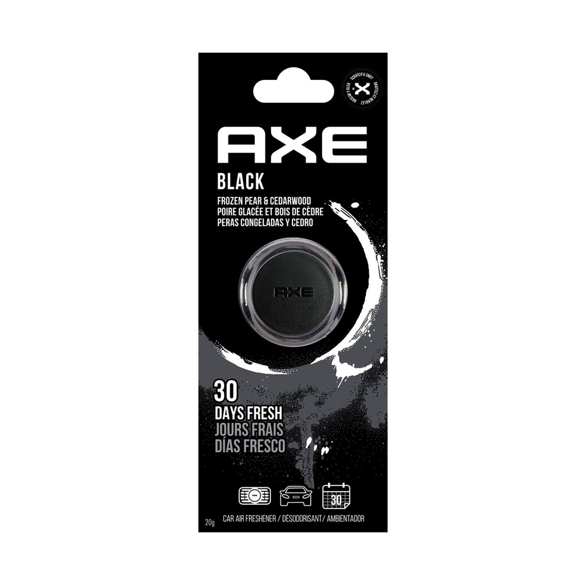 Axe Black Scent Mini Vent Clip Car Air Freshener, Black Scent