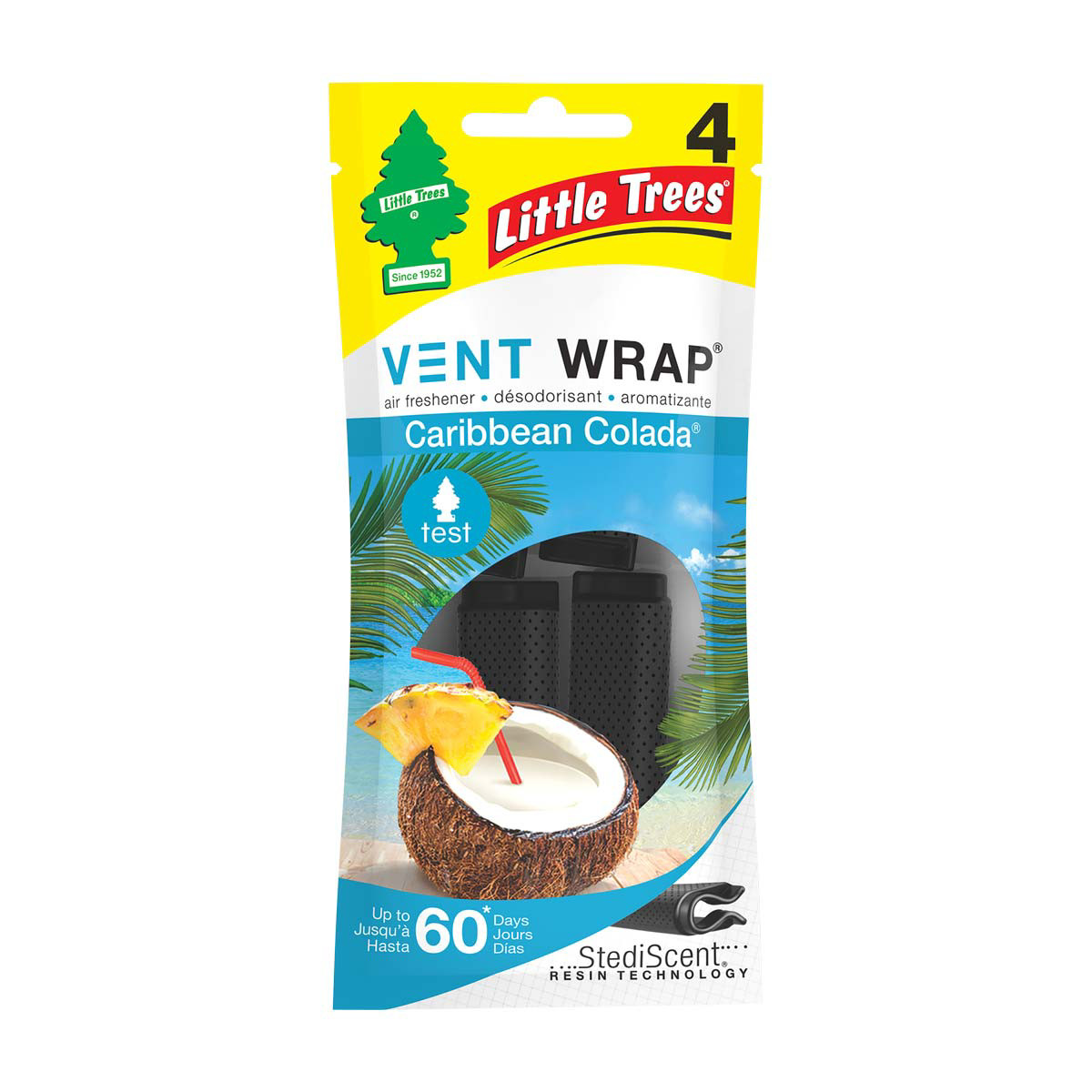 Little Trees Car Air Freshener - Caribbean Colada, 4 ct