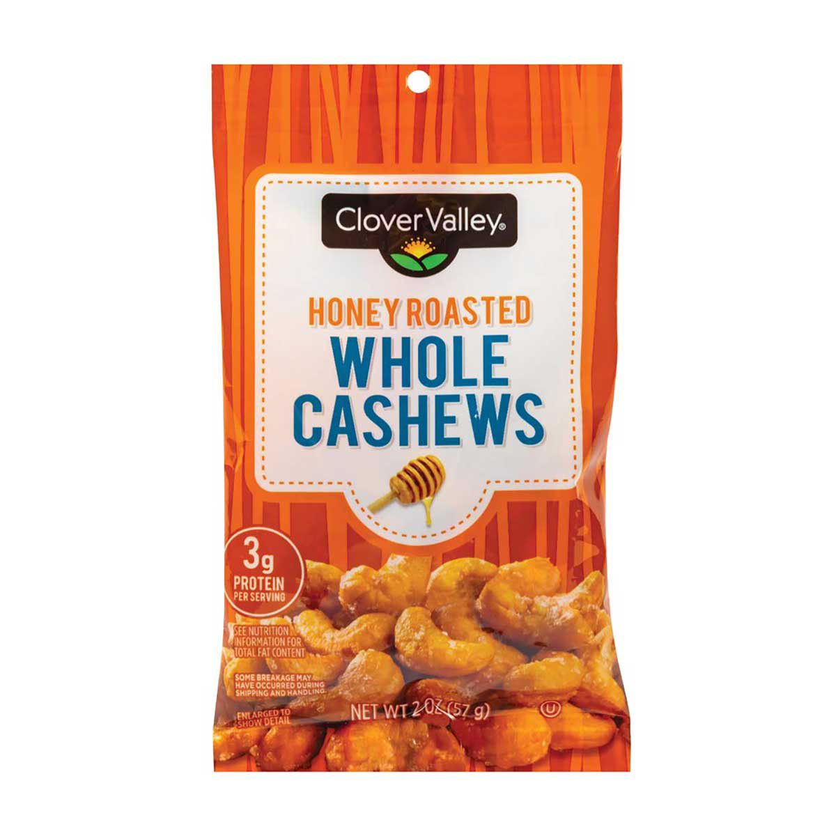 Clover Valley Honey Roasted Cashews, 2 Oz