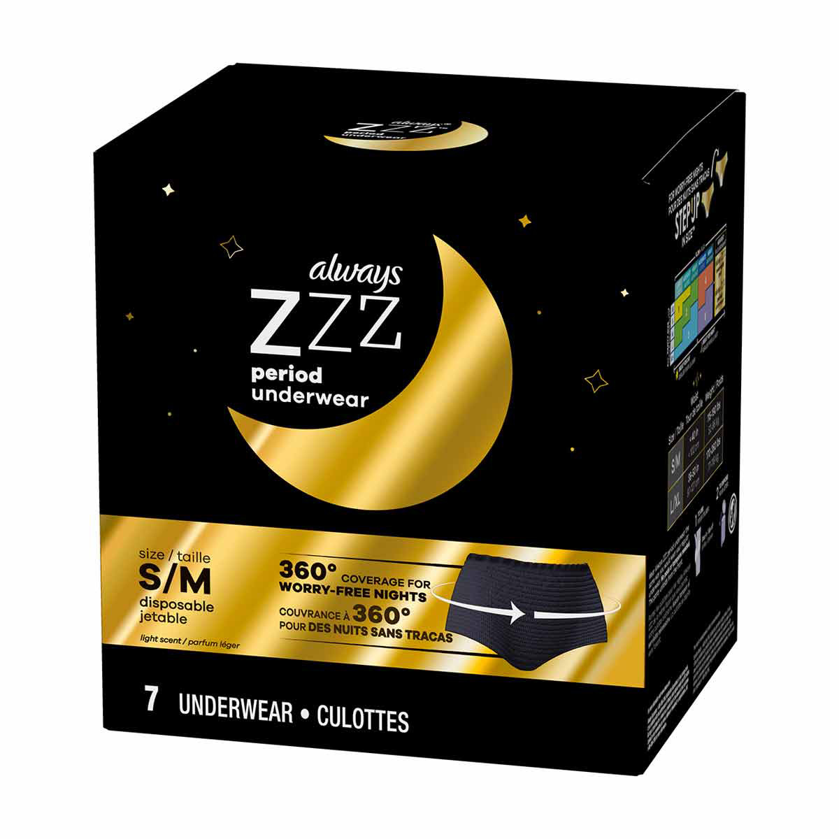 Always ZZZ Overnight Disposable Period Underwear for Women, 7 CT