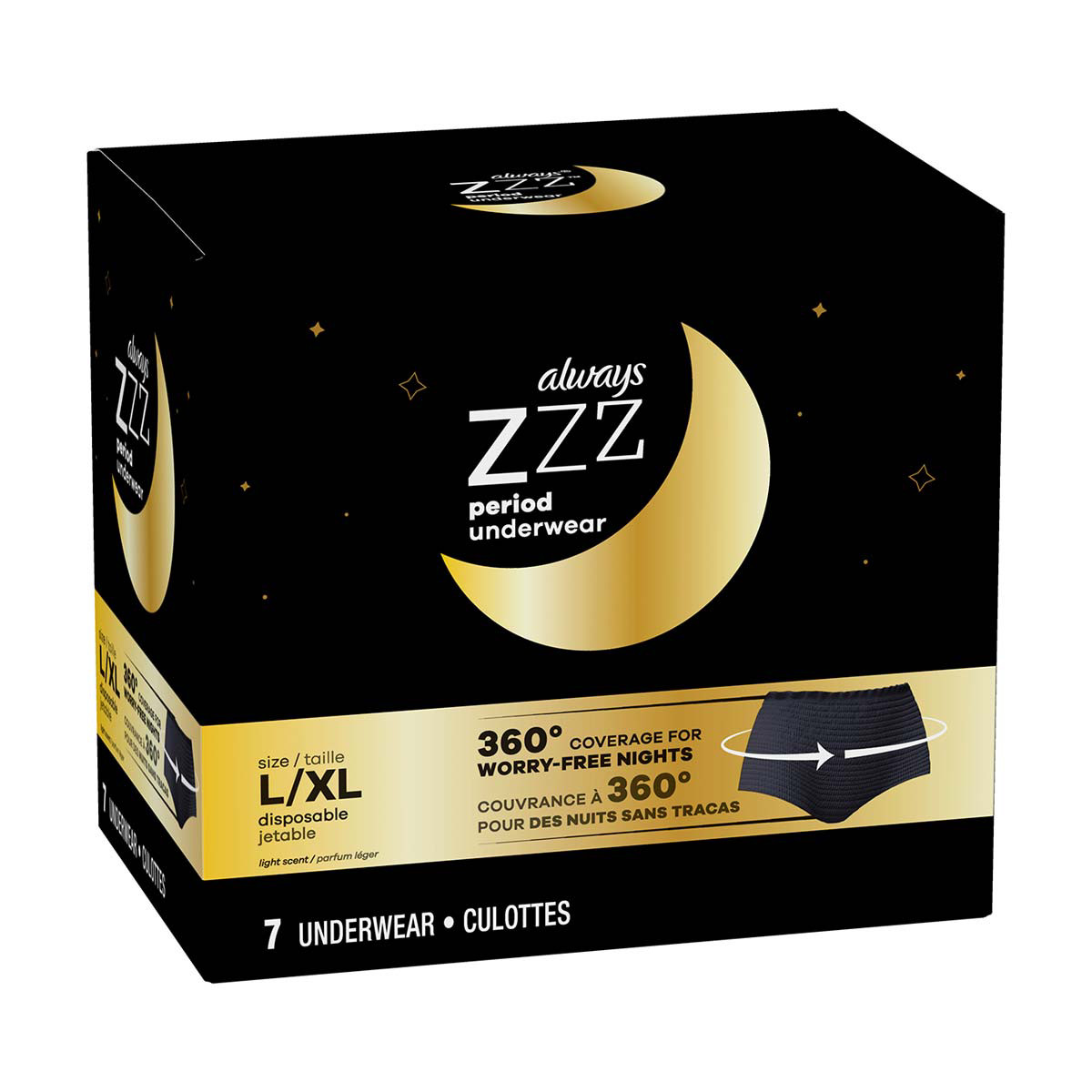 Always Zzz Overnight Disposable Period Underwear - L, 7 Ct