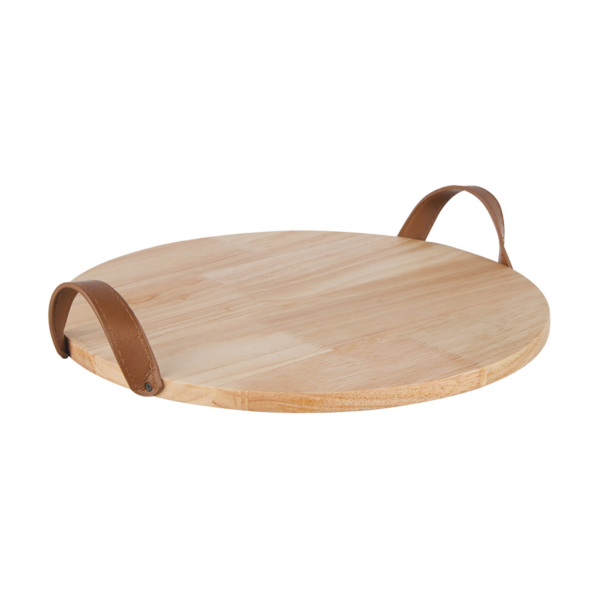 Round Wooden Serving Tray with Handles,20 Large Diameter Wood