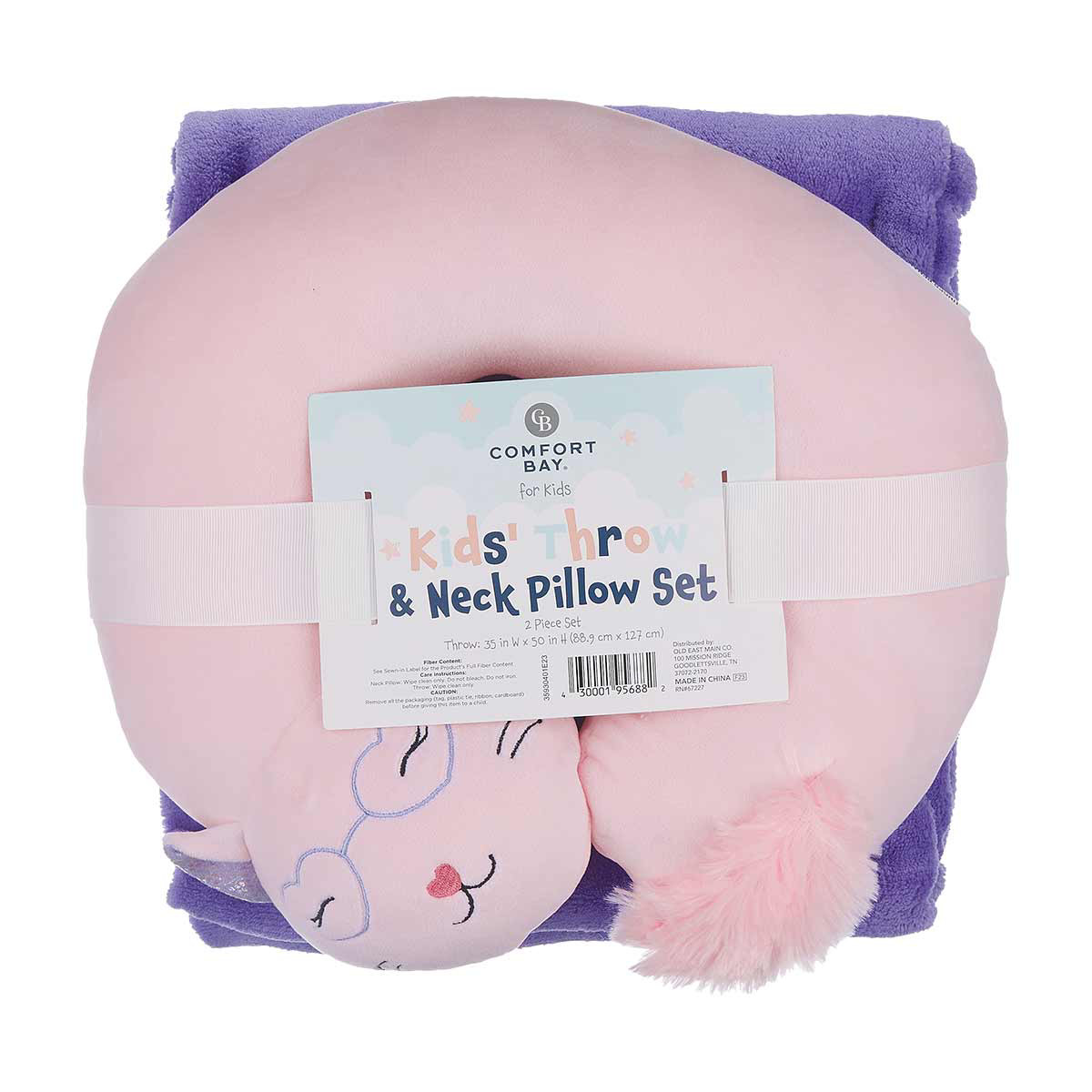 Comfort Bay Kids Throw Neck Pillow Set 35 X 50 In Assorted