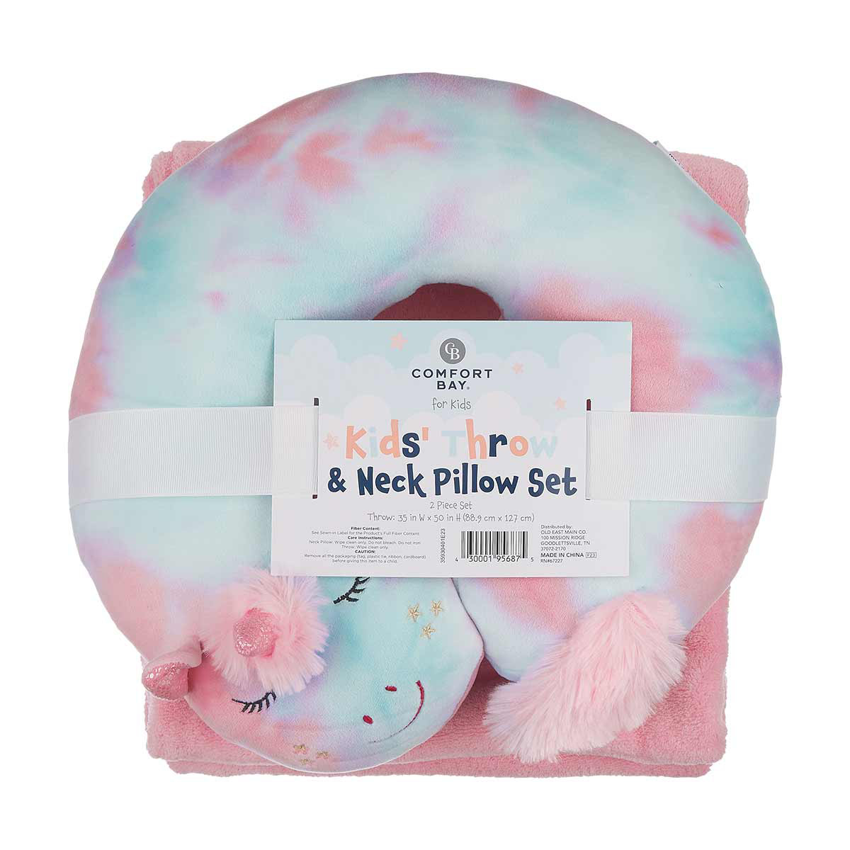 Comfort Bay Kids Throw Neck Pillow Set 35 x 50 in Assorted