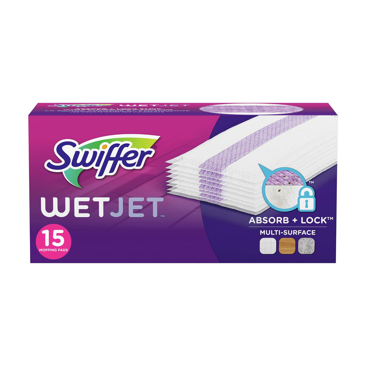 Swiffer Wet Jet Mop Cleaning Pads Refill, Floor Cleaner for Mopping Wood, Laminate, Tile, 15ct