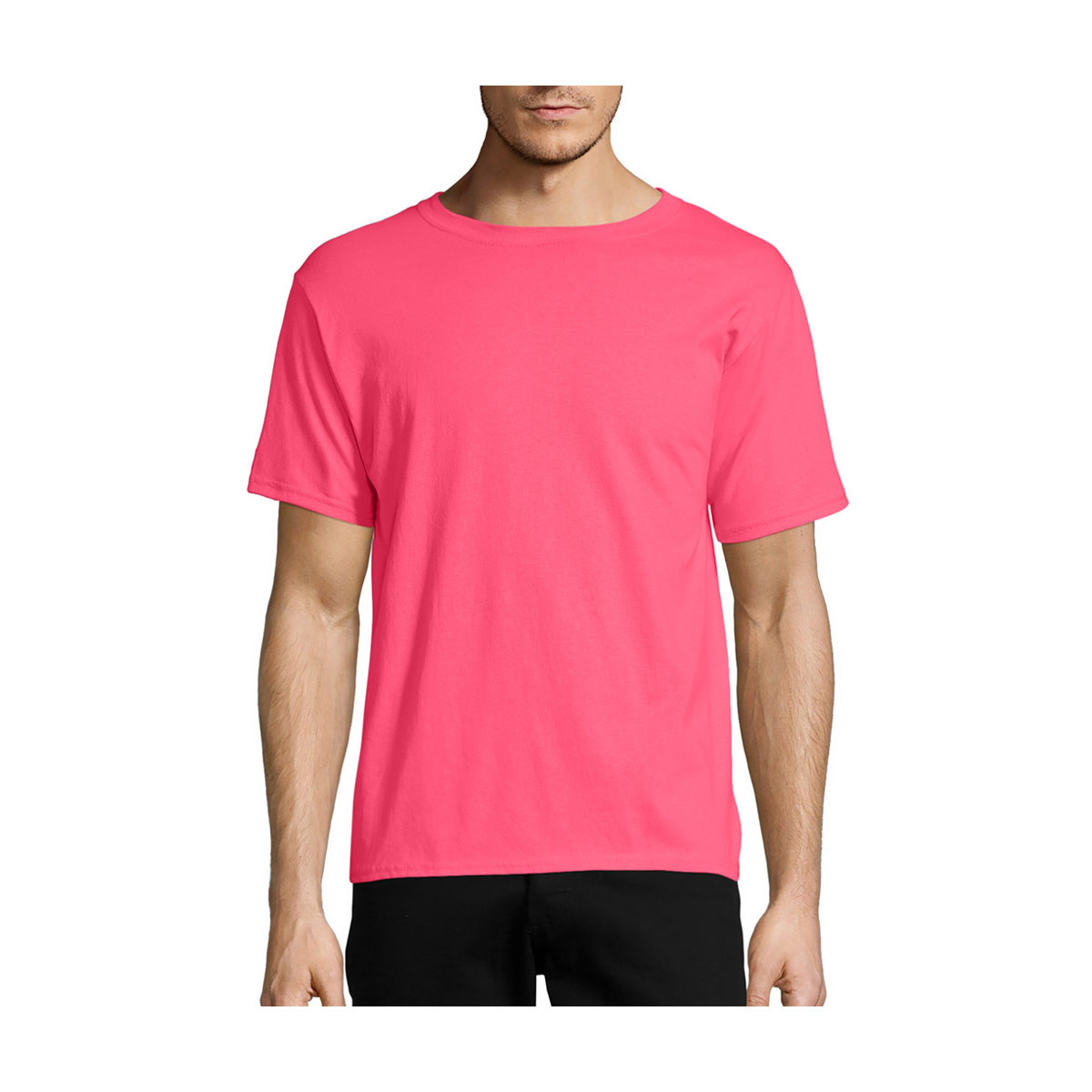 Hanes Men's Ecosmart Short Sleeve Tee - Safety Pink, X Large