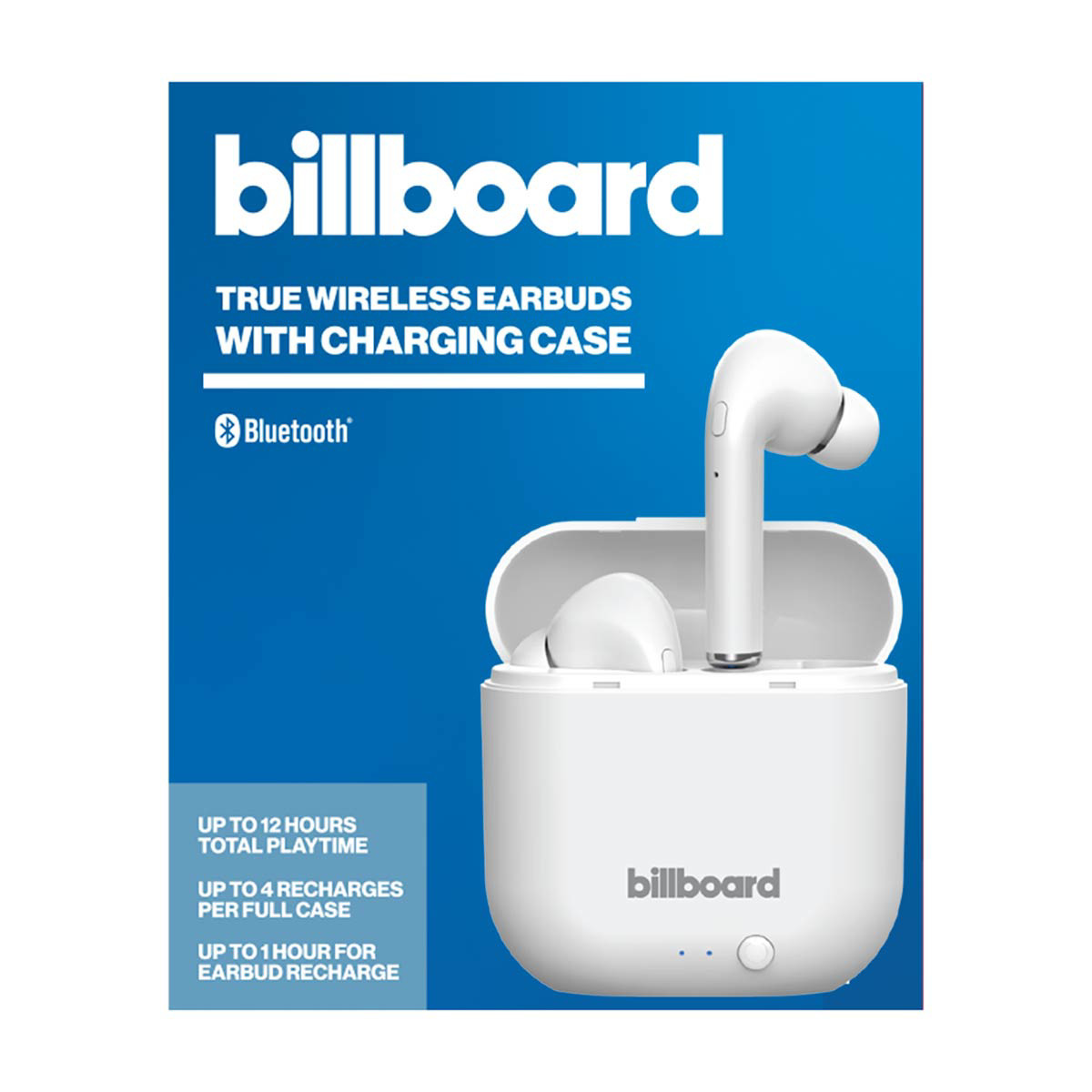 Billboard True Wireless Stem Earbuds With Charging Case White